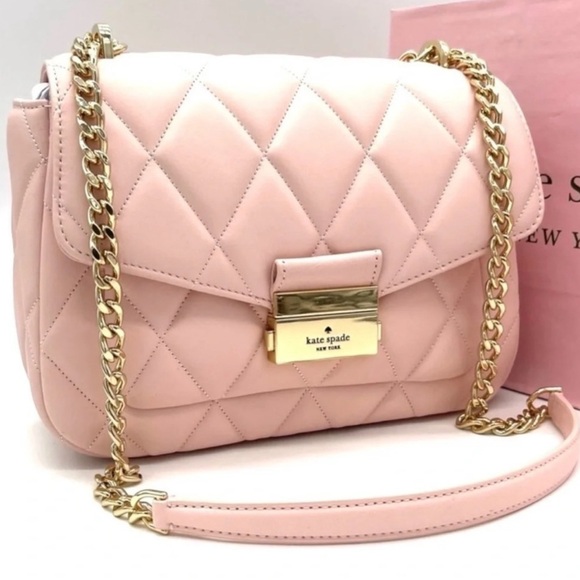 kate spade Handbags - Kate Spade Carey Small Quilted Flap Shoulder Crossbody Bag Light Pink/ Gold